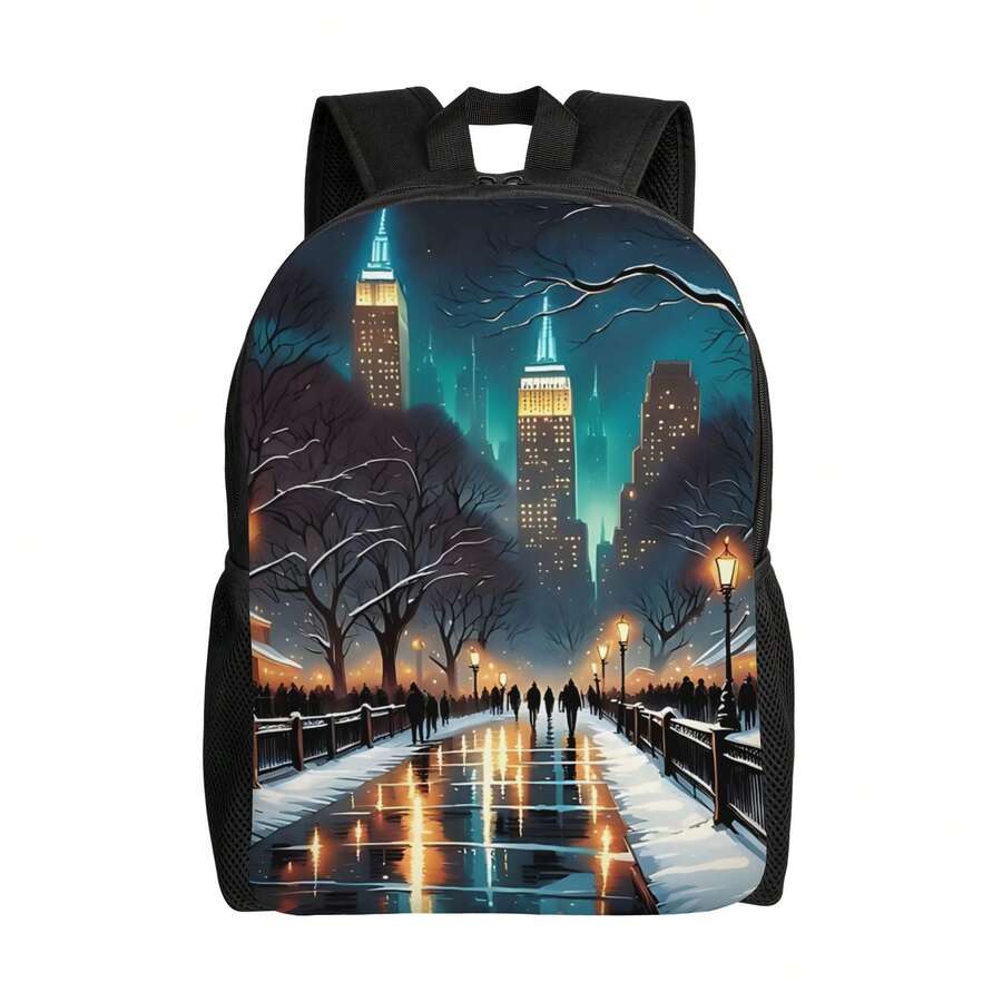 Embroidery York - New York City Night Scene Printed