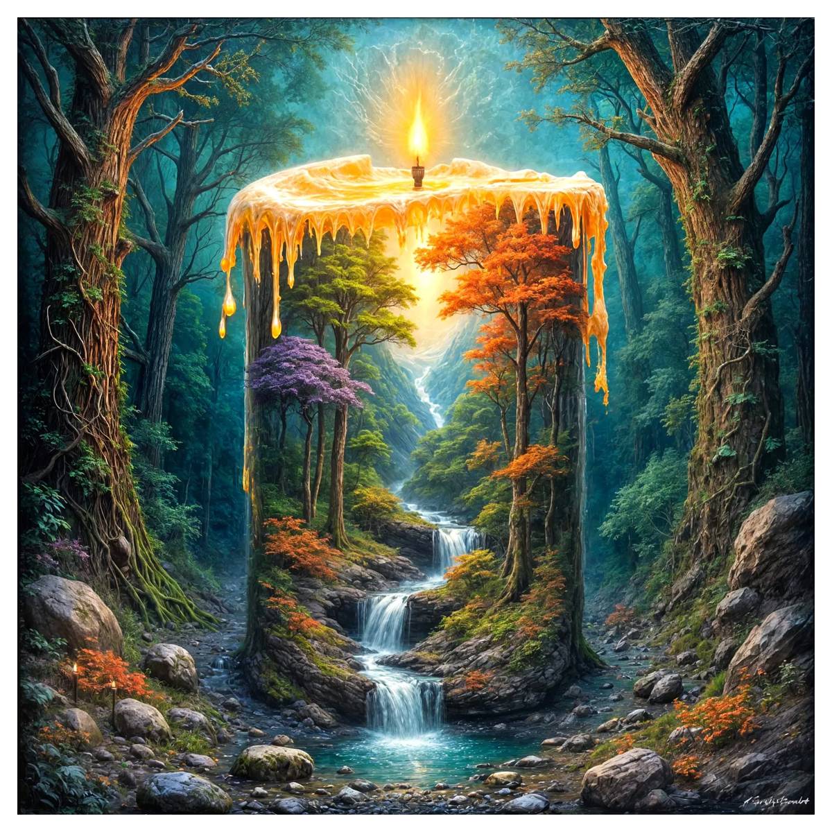 Embroidery Artist - 1pc 40X40CM/15.74inch Candles in Nature Cross