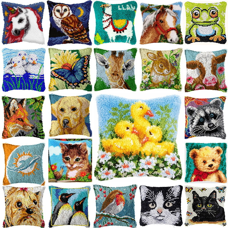Printed Embroidery Kit - Cute Animal Latch hook rug kits