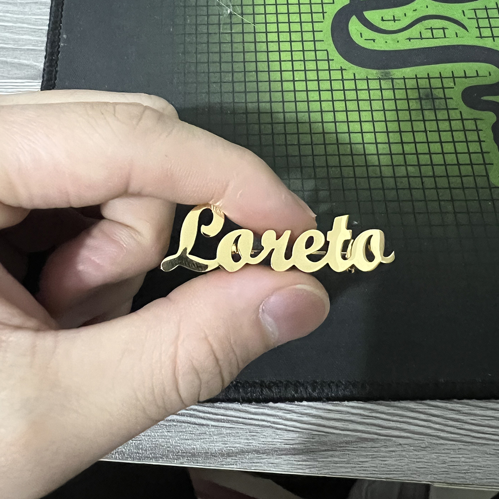Custom name brooch interwoven  - Embroidery Name review and price