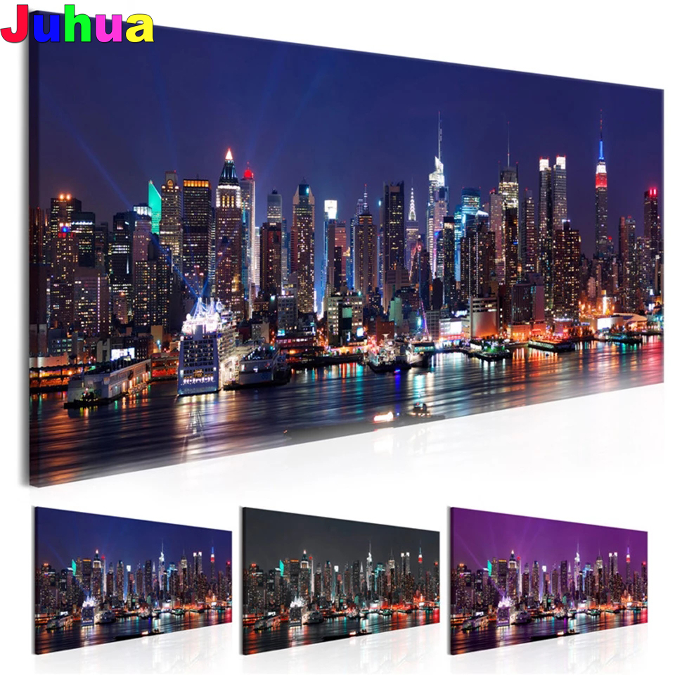 New York Building Night Scene  - Embroidery York review and price