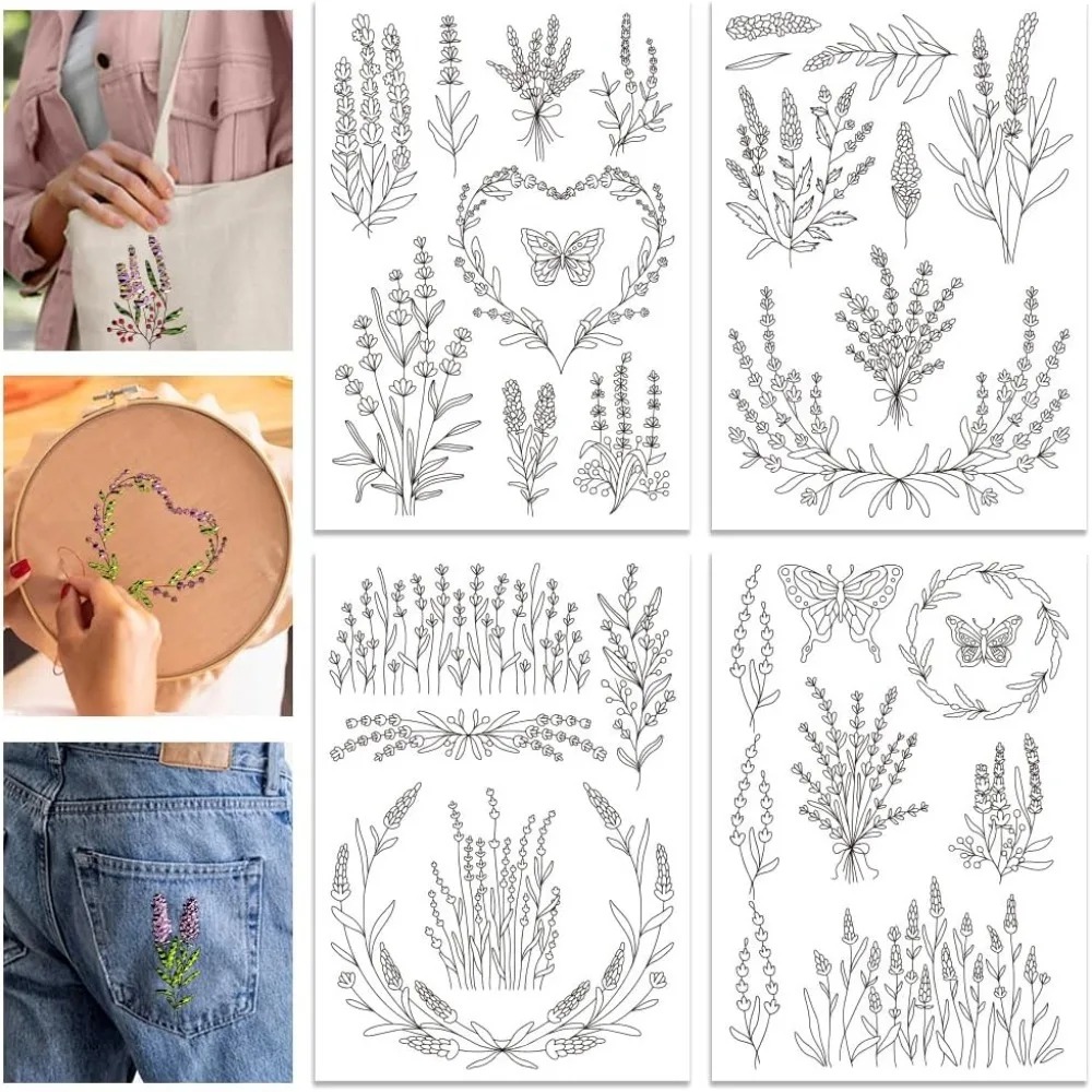 4 Sheets Lavender Flower Butte - Embroidery Cloth review and price