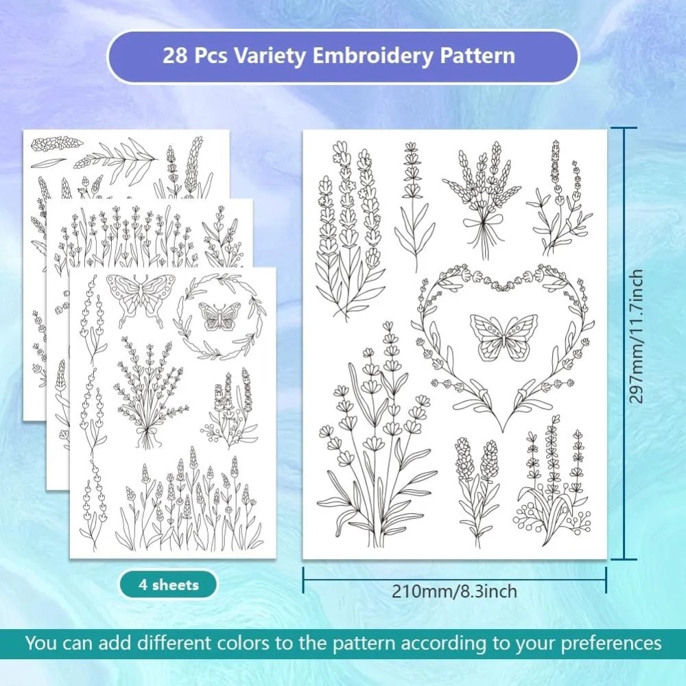 4 Sheets Lavender Flower Butte - Embroidery Cloth review and price