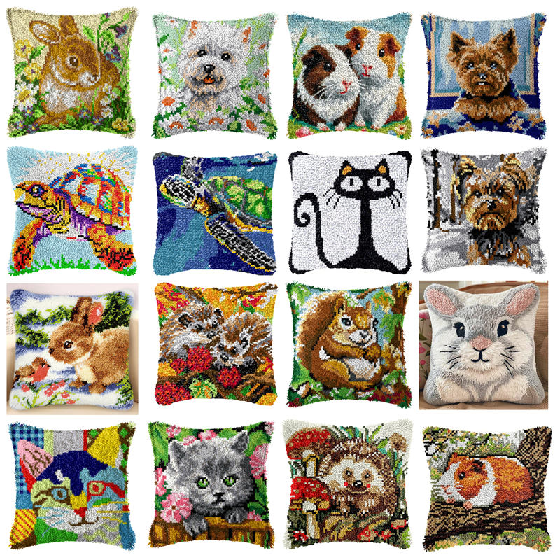 DIY Rabbit Cat Latch Hook Rug  - Printed Embroidery Kit review and price