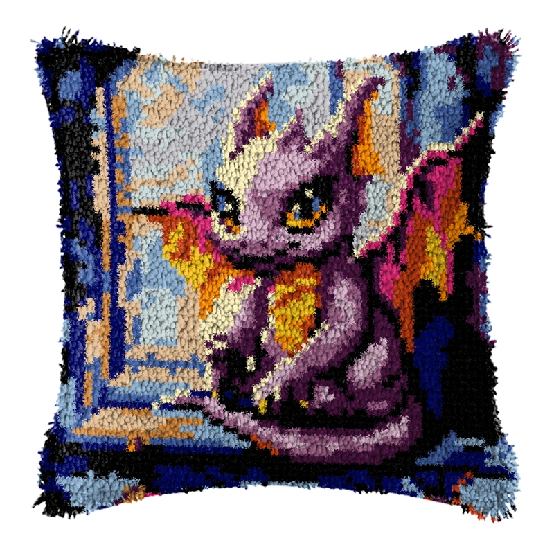 Dinosaur Latch Hook Pillow Kit - Printed Embroidery Kit review and price