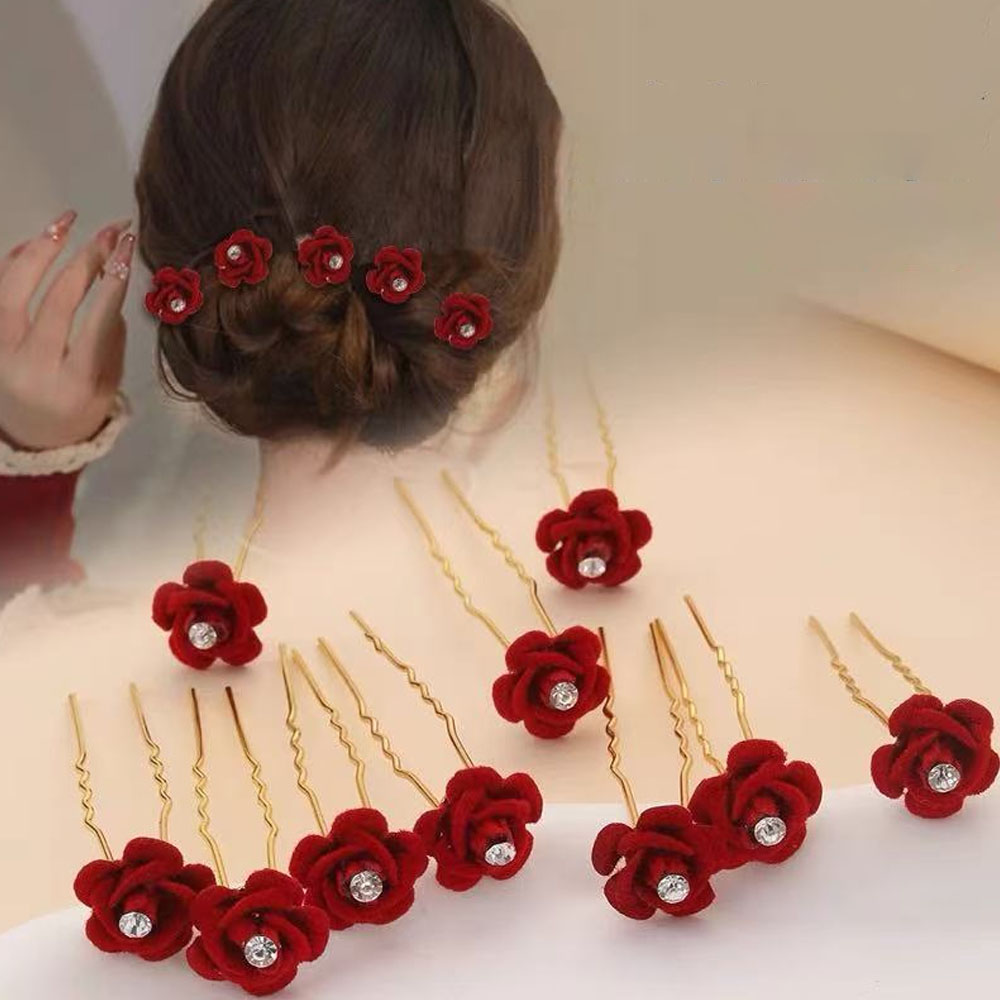 10Pcs Rose Hair Accessories We - Embroidery Red review and price