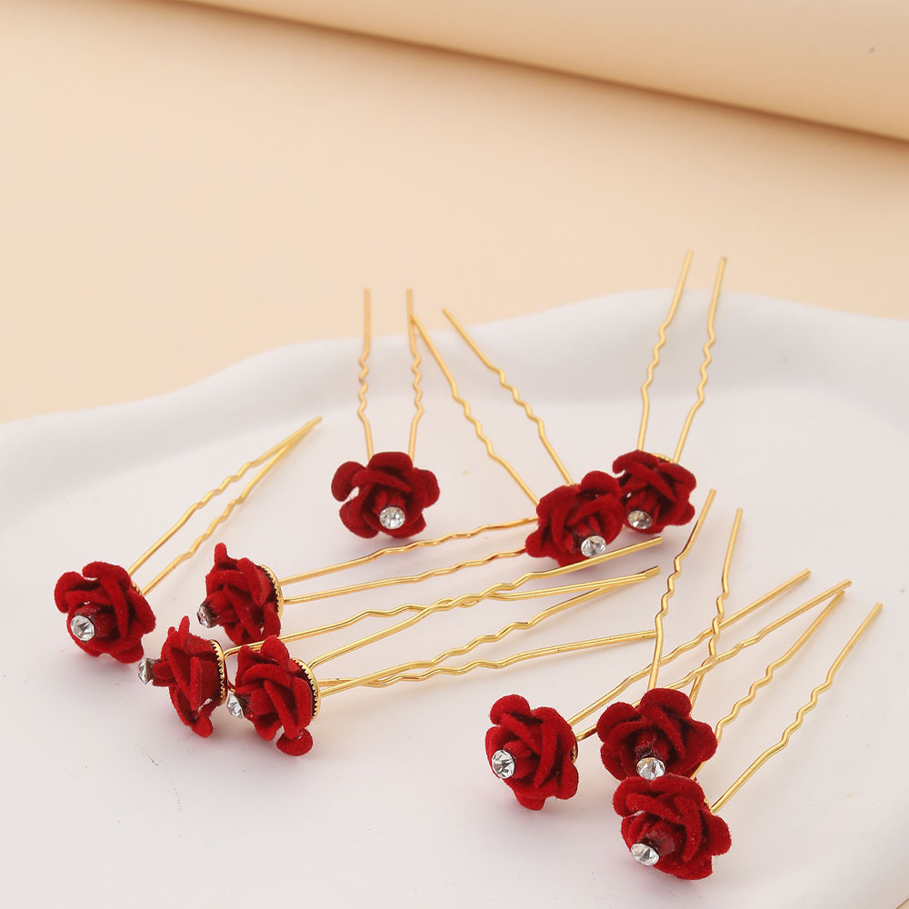 10Pcs Rose Hair Accessories We - Embroidery Red review and price