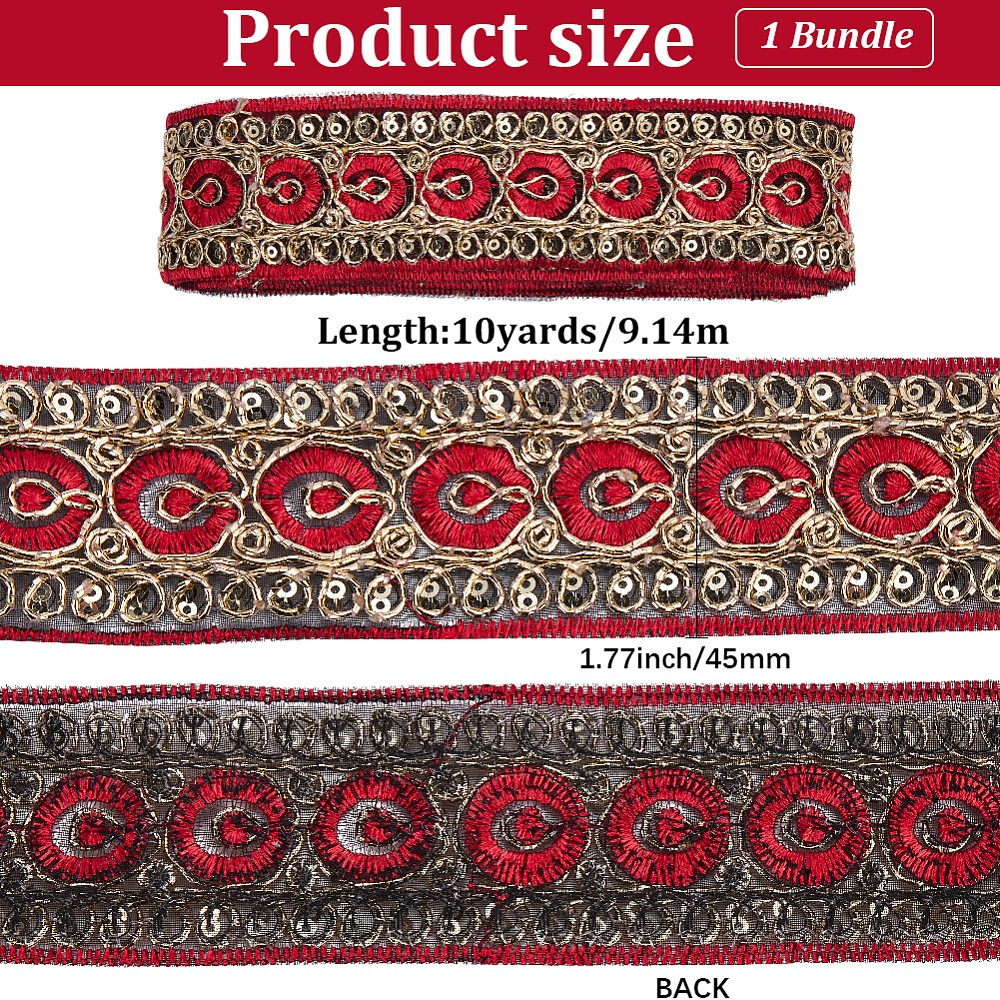 10 Yards 1.77 Inch Red Embroid - Embroidery Red review and price