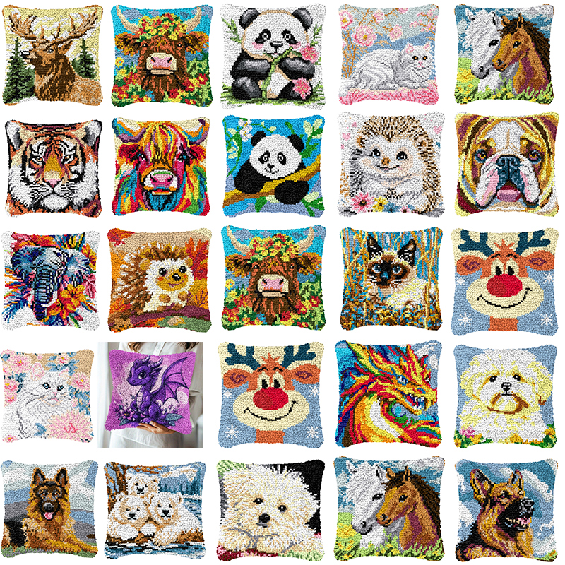 Dog Cow Latch Hook Pillow Smyr - Printed Embroidery Kit review and price