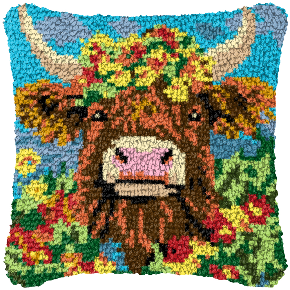 Dog Cow Latch Hook Pillow Smyr - Printed Embroidery Kit review and price