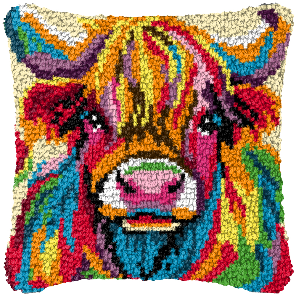 Dog Cow Latch Hook Pillow Smyr - Printed Embroidery Kit review and price