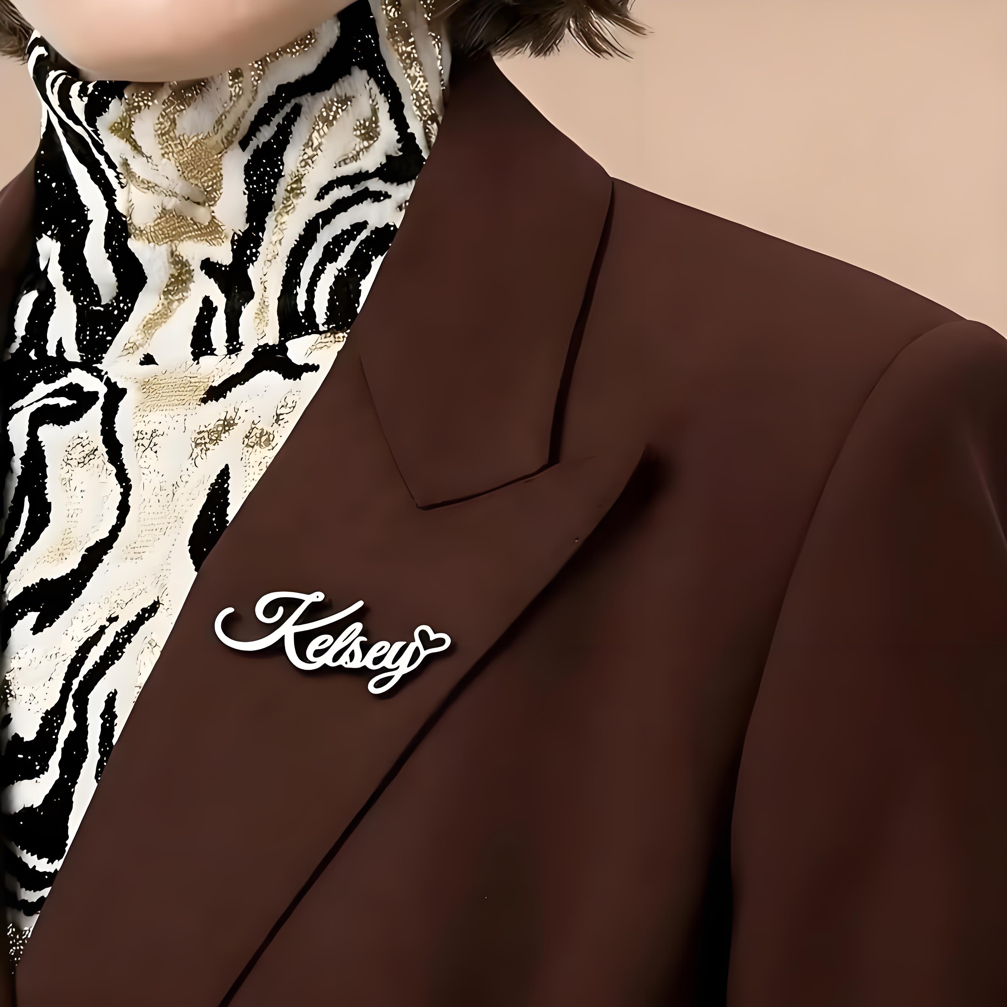 Custom Cursive Name Lapel Pin  - Embroidery Name review and price