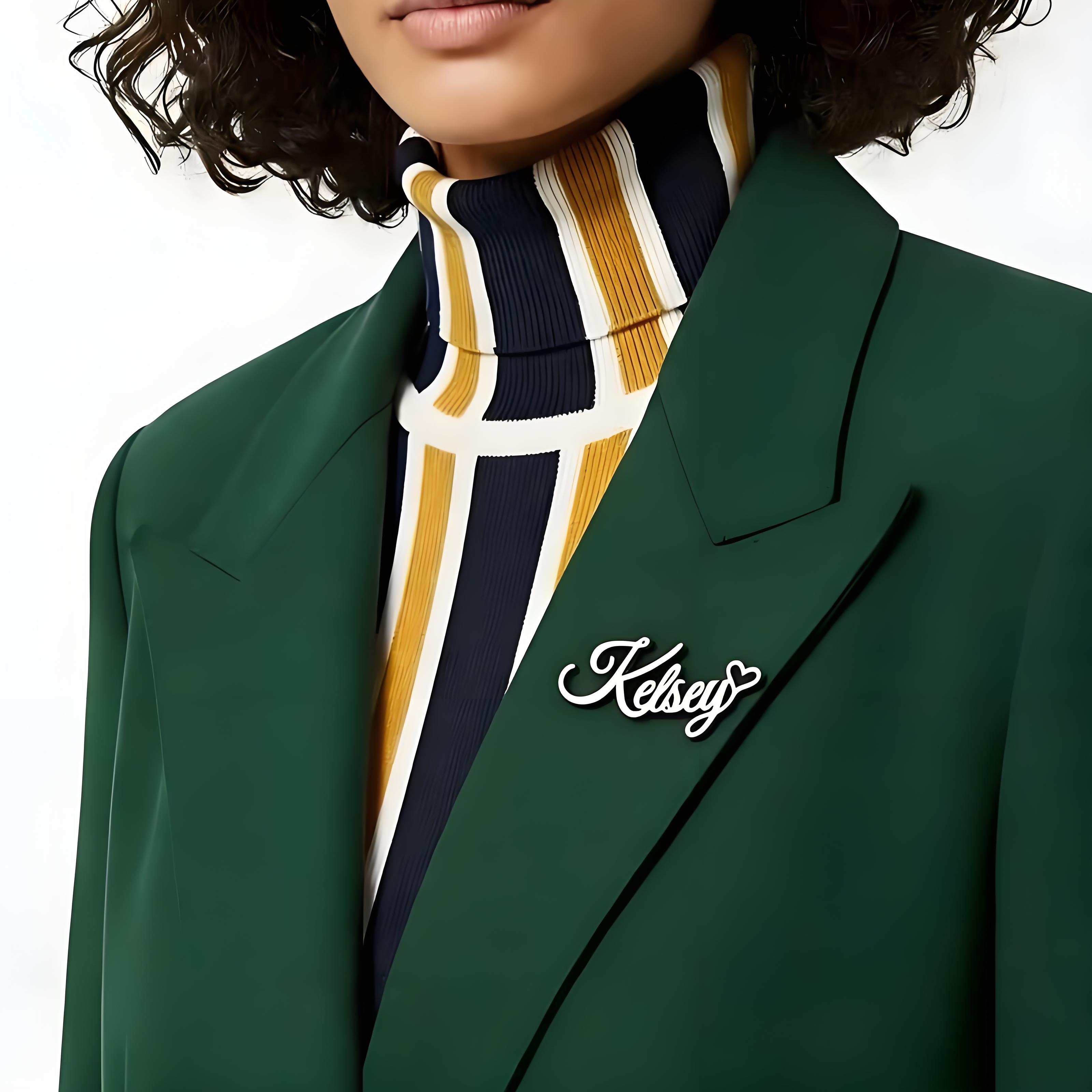 Custom Cursive Name Lapel Pin  - Embroidery Name review and price