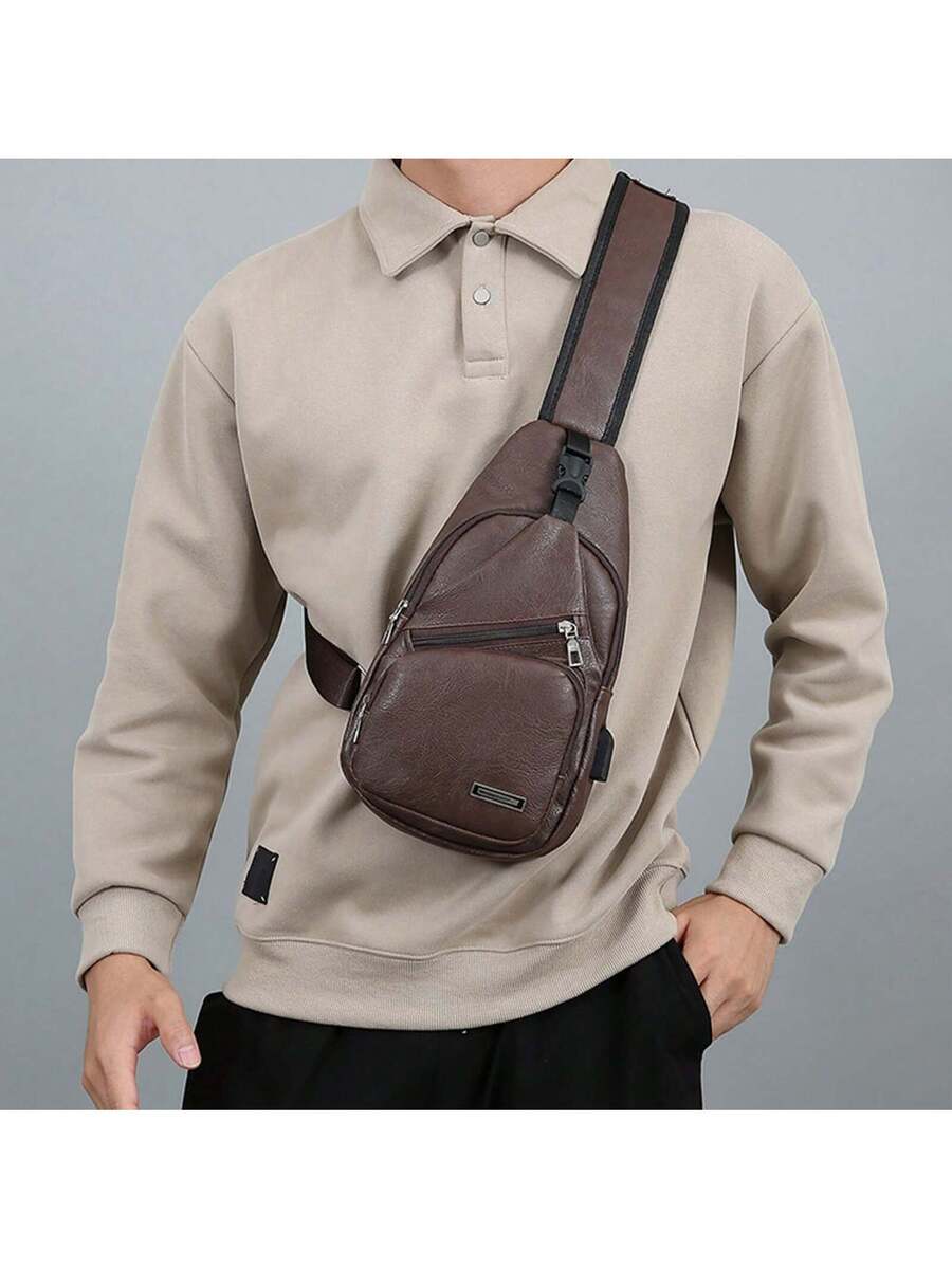 Mens Sling Bag With USB Port,  - Embroidery Bag review and price