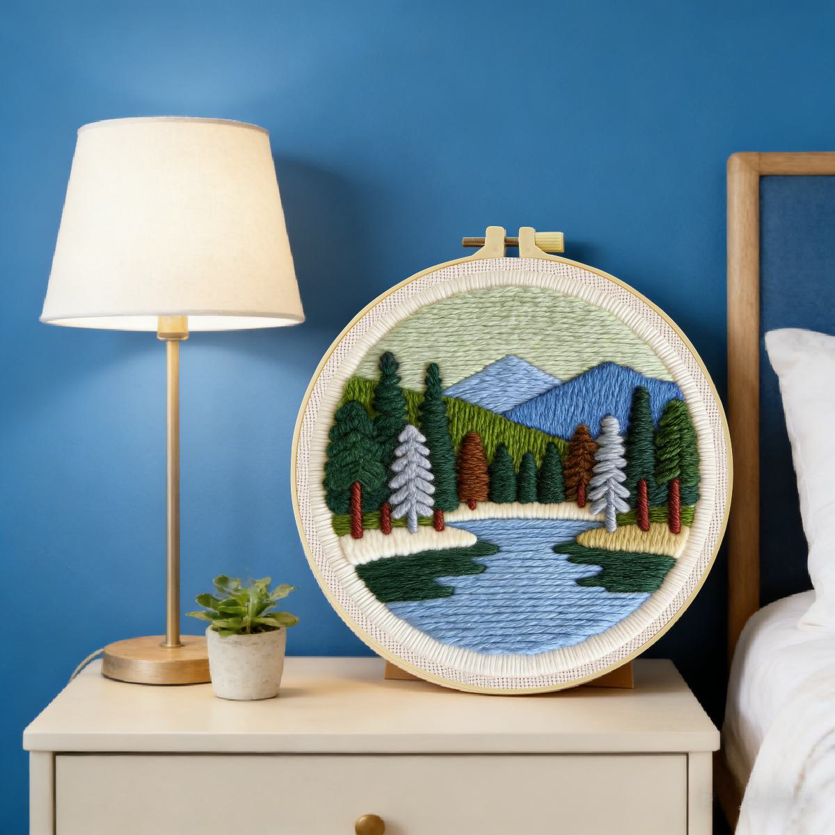20X20CM/7.87inch Scenery Punch - Printed Embroidery Kit review and price