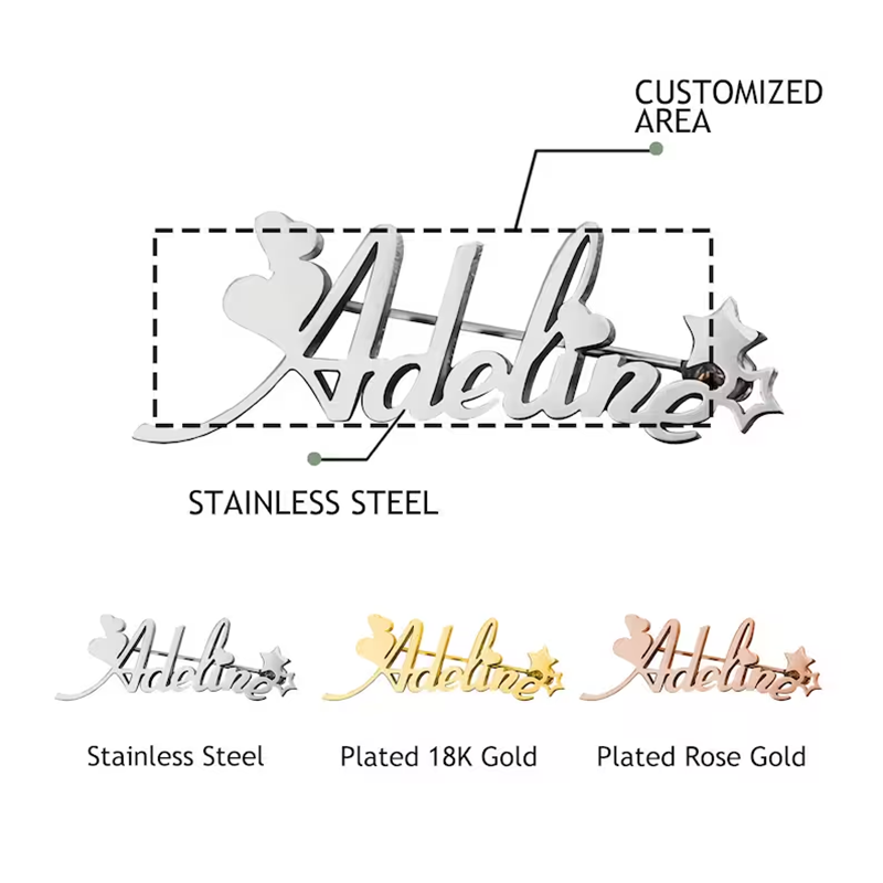 New Custom Name Brooch Letters - Embroidery Name review and price
