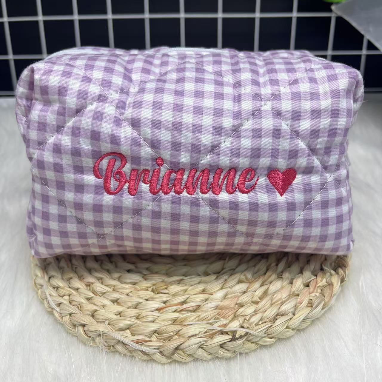 Large Capacity Striped Cosmeti - Embroidery Name review and price