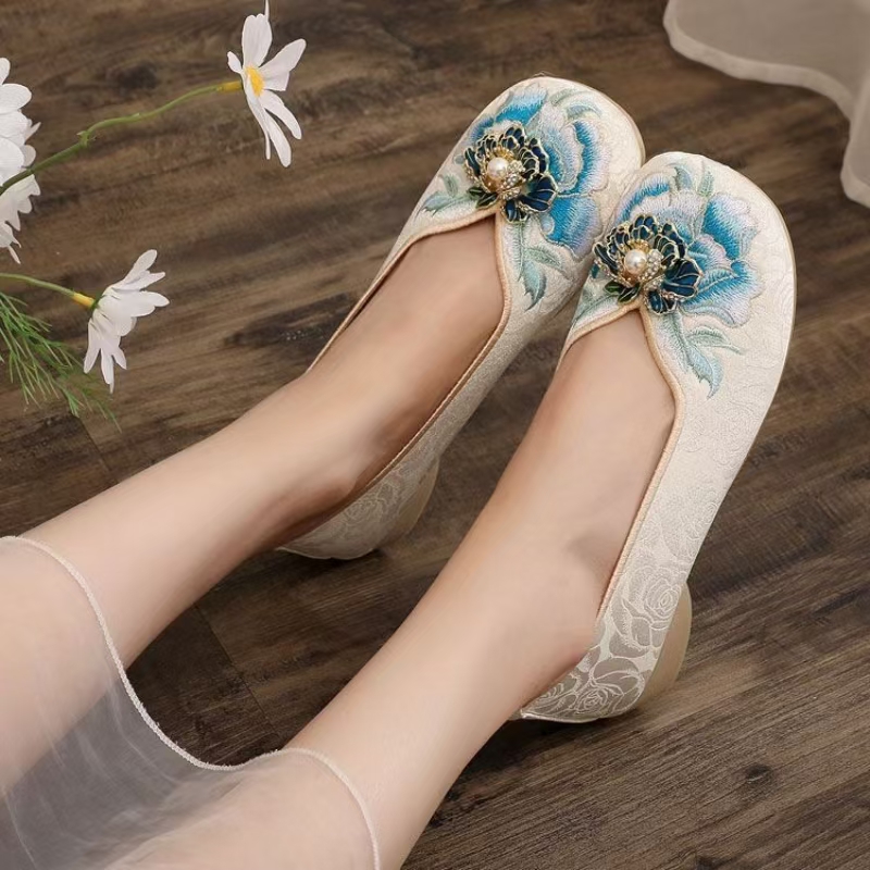 Woman Low Heel Embroidered Clo - Embroidery Cloth review and price